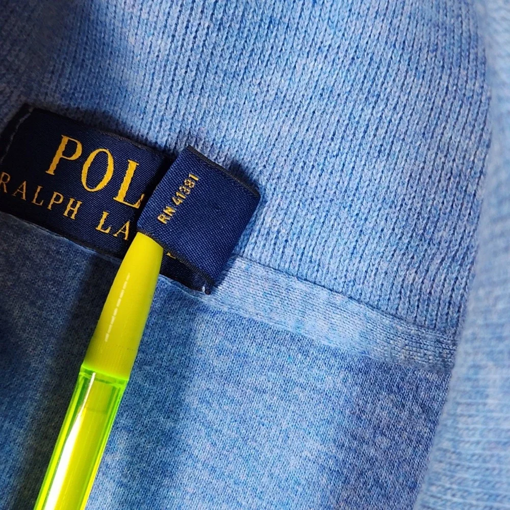 Polo Ralph Lauren‎ Men's Blue 1/4 Zip Pullover Sweater Embroidered Pony XL Mint